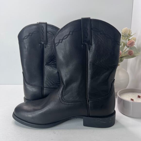 Ariat Heritage Roper Grain Leather Western Boots Pull On Black Mens Size 12D - Picture 6 of 9